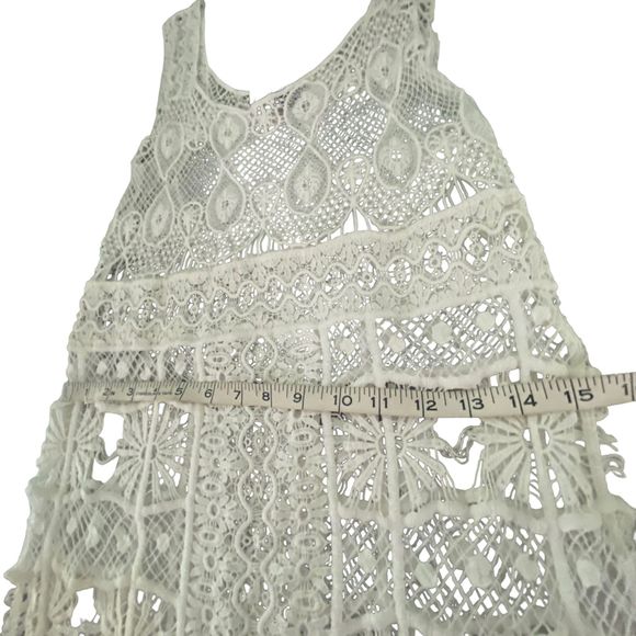 Nasty Gal Women White Crochet Dress or Cover-Up Sleeveless Large - Picture 6 of 7